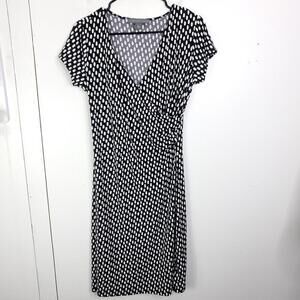 Joesphine Chaus Dress Womens S Fixed Wrap Polka Dot Stretch Ruched Gathered